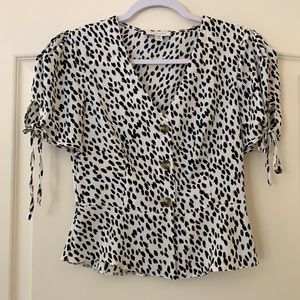 Topshop Animal Print Button Down Blouse